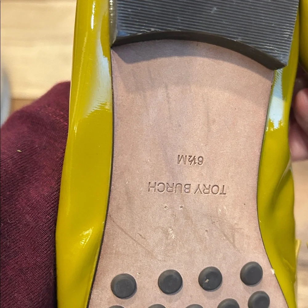 Tory Burch Chartreuse Patent Leather Driver Loafers